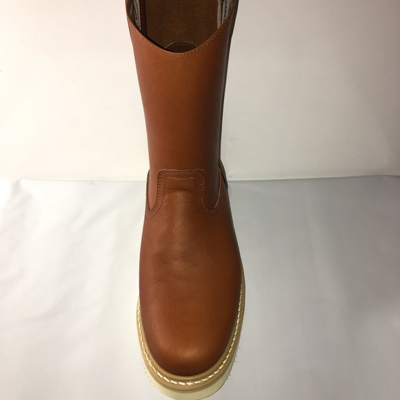 Men’s pull on work lightweight STEEL TOE leather boots Bota trabajo casquillo415 - Picture 7 of 8